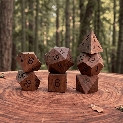 Handmade Wood Dice Set Wood Dice Set for DND, 7pcs Handmade Polyhedral RPG Dice, Natural Wooden Dice for Dungeons and Dragons