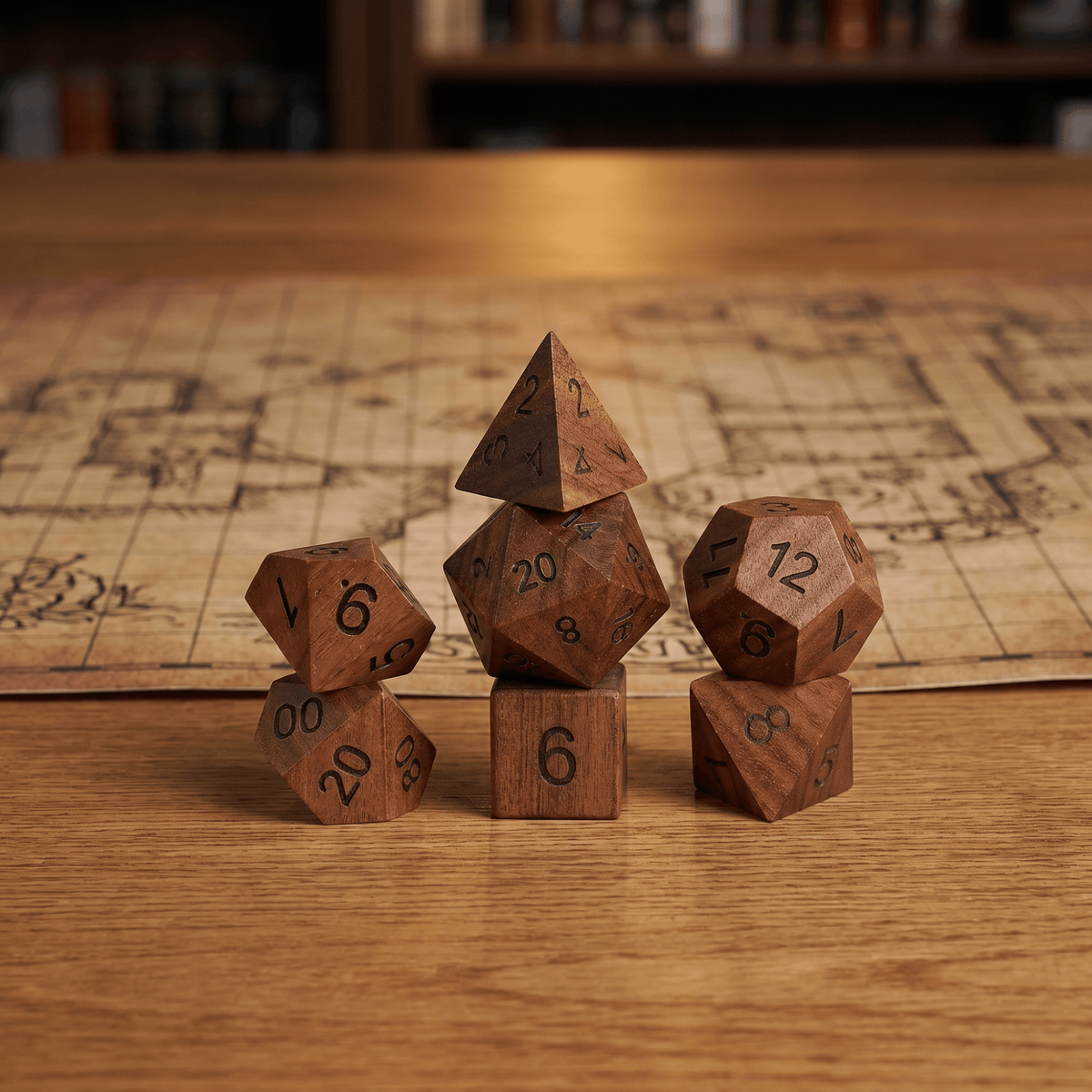 Handmade Wood Dice Set Wood Dice Set for DND, 7pcs Handmade Polyhedral RPG Dice, Natural Wooden Dice for Dungeons and Dragons