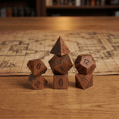 Handmade Wood Dice Set Wood Dice Set for DND, 7pcs Handmade Polyhedral RPG Dice, Natural Wooden Dice for Dungeons and Dragons