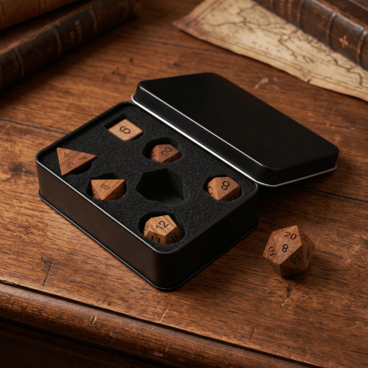 Handmade Wood Dice Set Wood Dice Set for DND, 7pcs Handmade Polyhedral RPG Dice, Natural Wooden Dice for Dungeons and Dragons