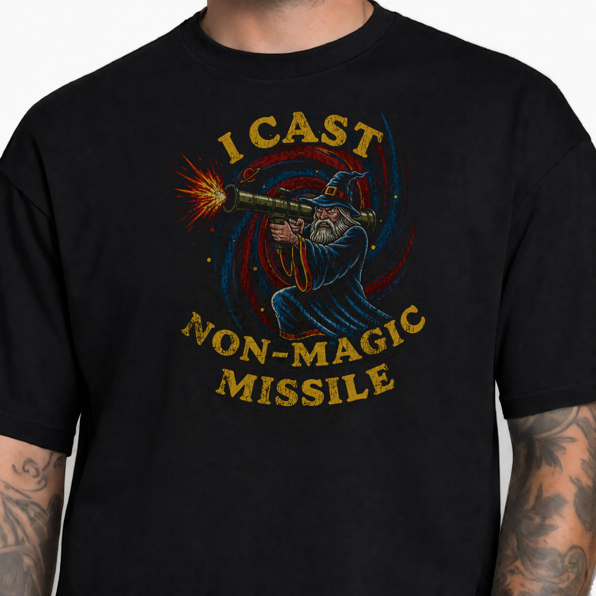 I Cast Non-Magic Missile - DnD T-Shirt male studio image