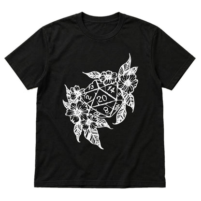 Floral Dragon D20 - DnD T-Shirt main product image on white background