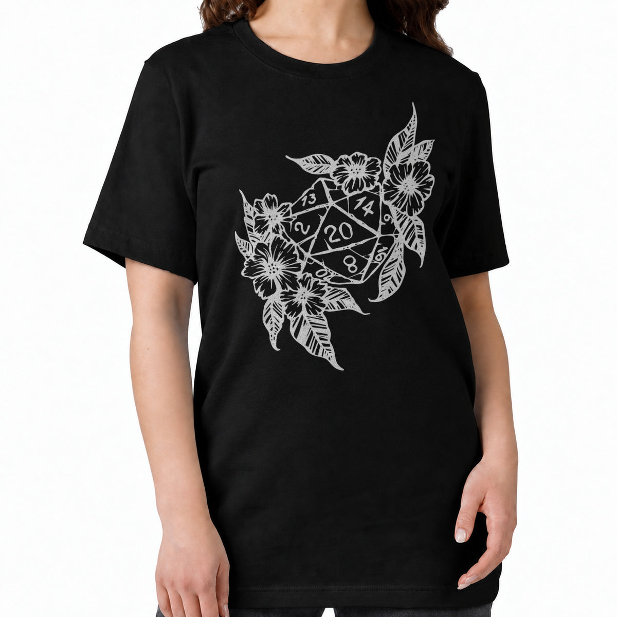 Floral Dragon D20 - DnD T-Shirt women fit image