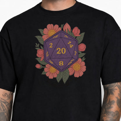 Floral D20 - DnD T-Shirt male studio image