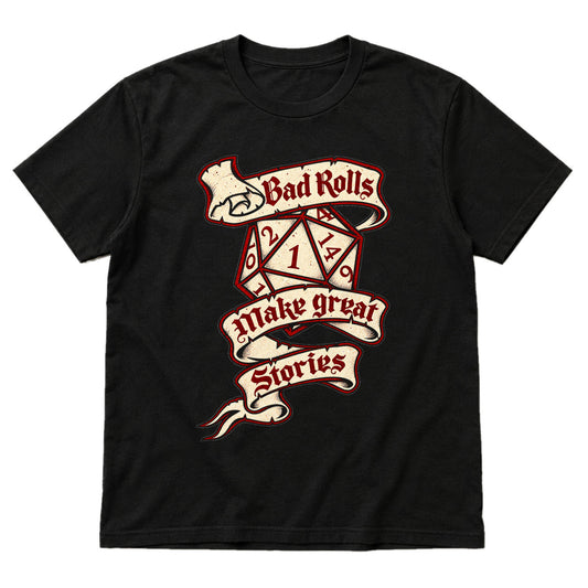 Bad Rolls Make Great Stories - DnD T-Shirt main product image on white background