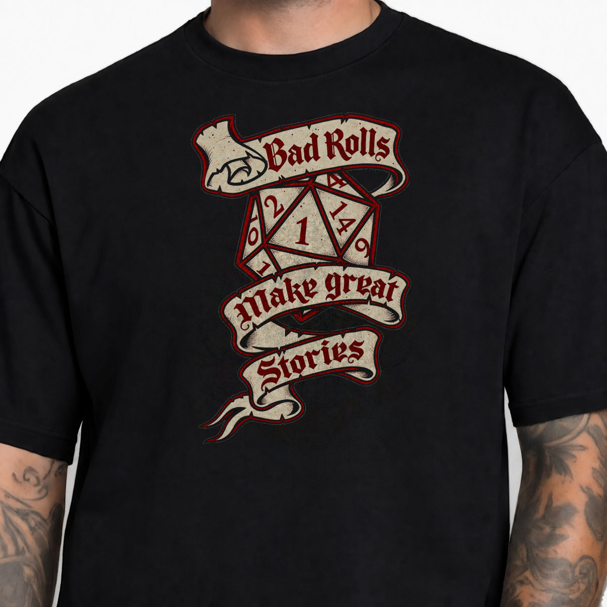 Bad Rolls Make Great Stories - DnD T-Shirt male studio image