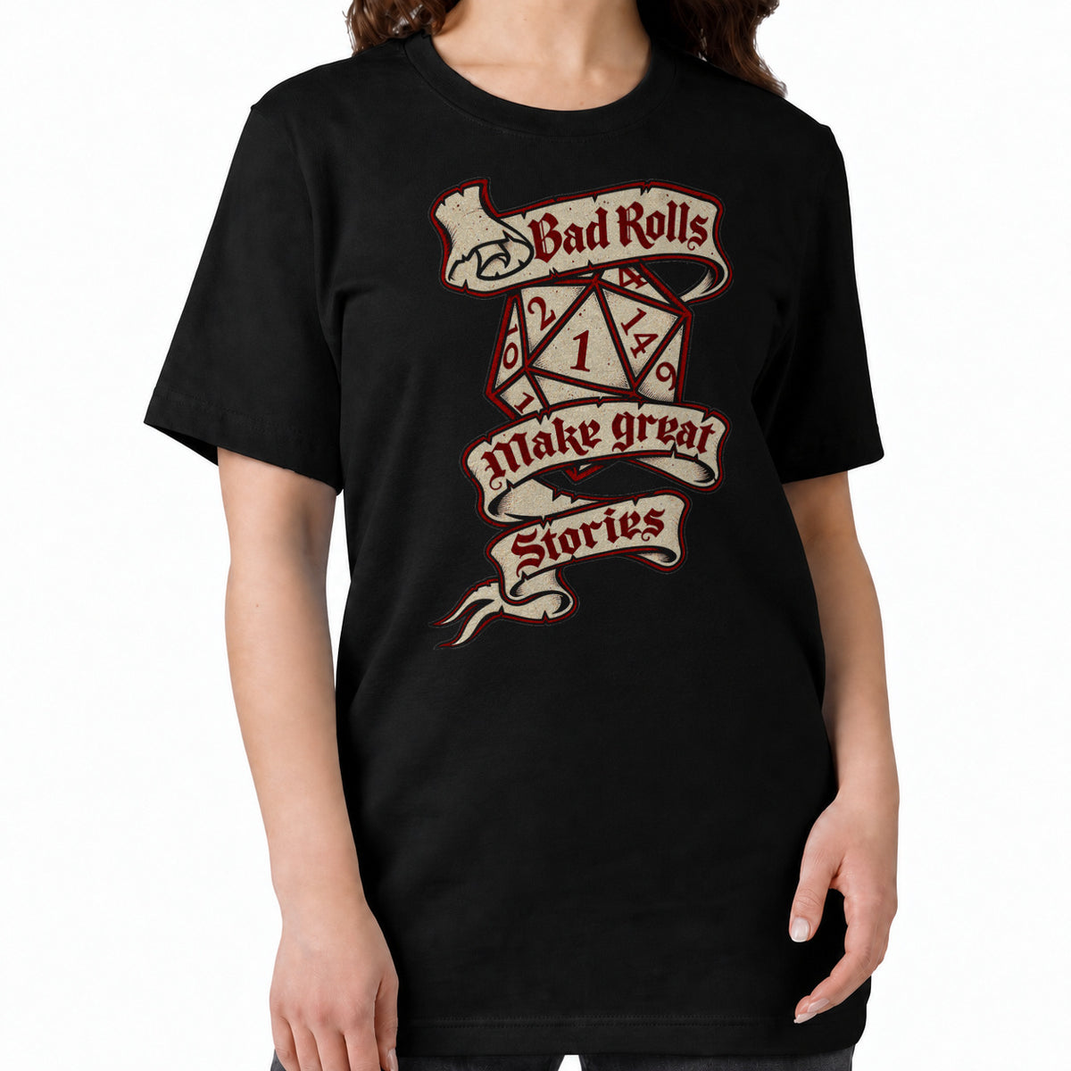 Bad Rolls Make Great Stories - DnD T-Shirt women fit image