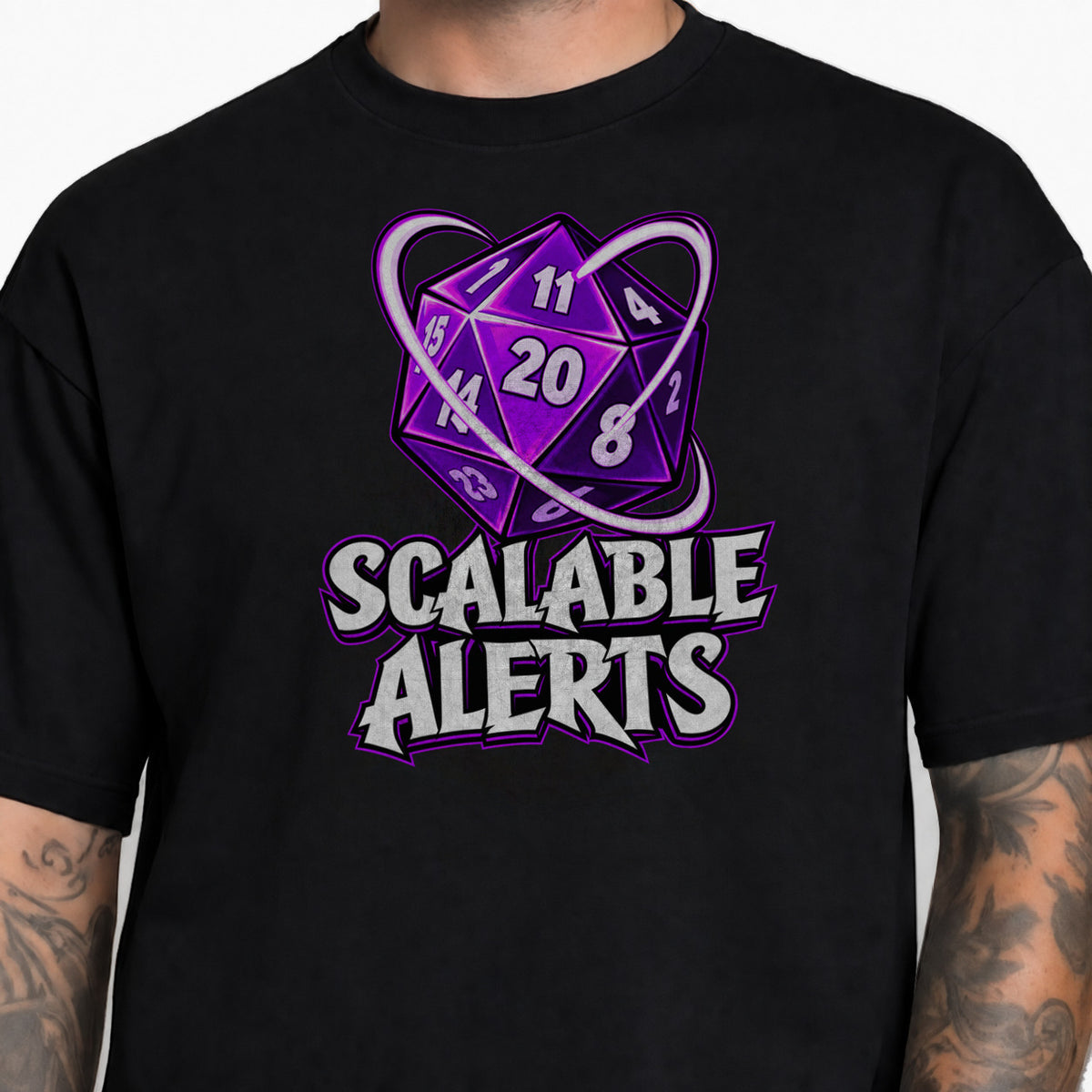 Scalable Alerts - DnD T-Shirt male studio image