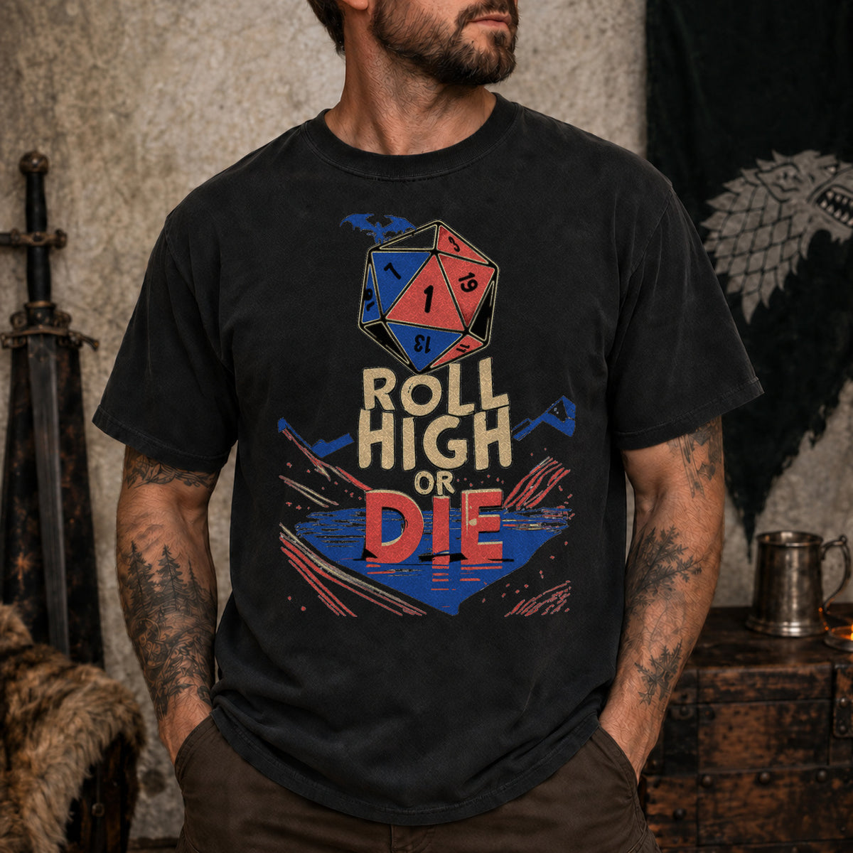 Roll High or Die - DnD T-Shirt D&D lifestyle image