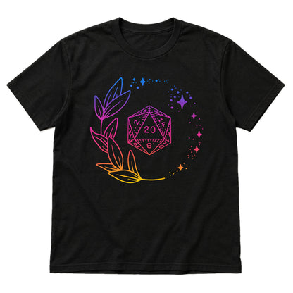 Neon Floral D20 - DnD T-Shirt main product image on white background