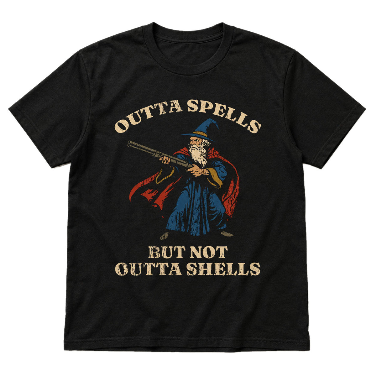 Outta Spells, Not Outta Shells - DnD T-Shirt main product image on white background