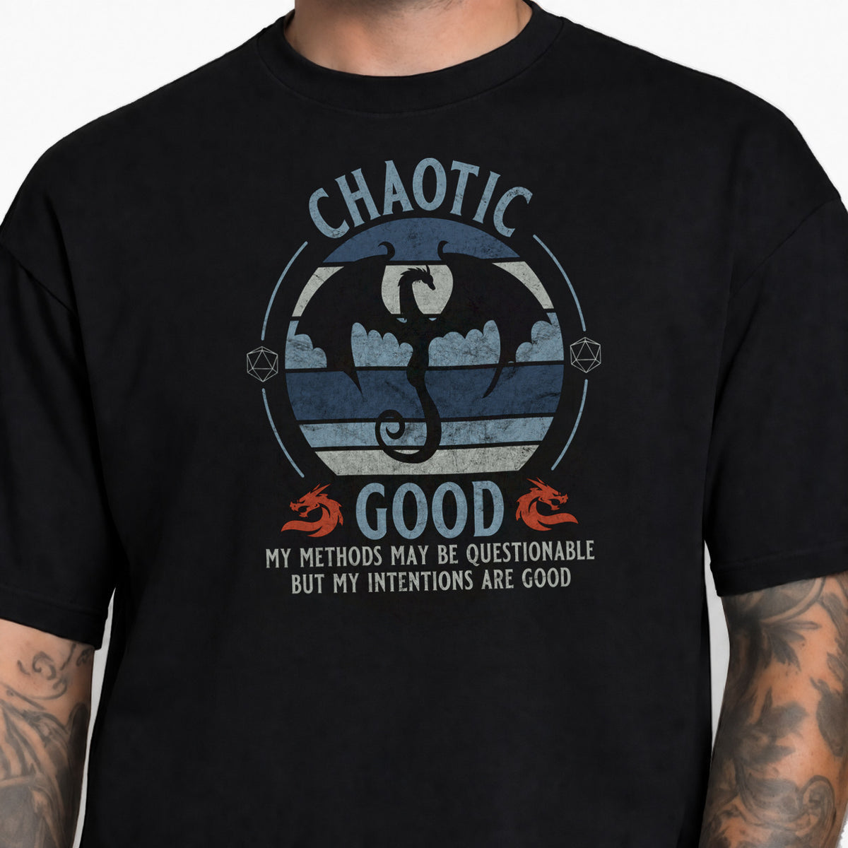 Chaotic Good - DnD T-Shirt male studio image