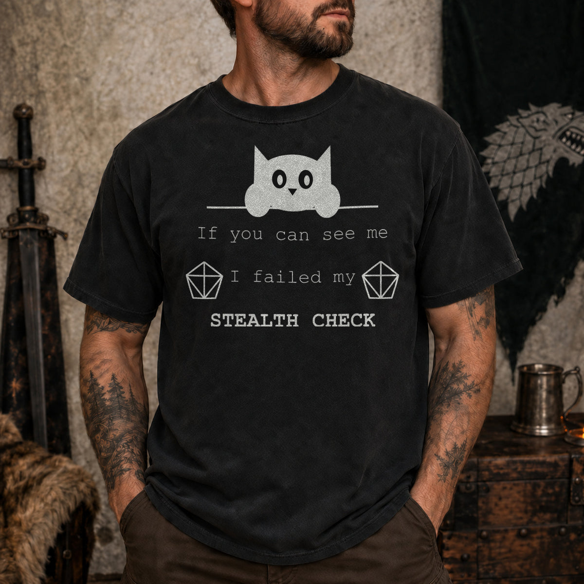 Failed Stealth Cat - DnD T-Shirt D&D lifestyle image