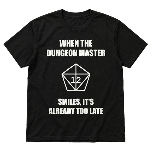 The Dungeon Master Smiles - DnD T-Shirt main product image on white background
